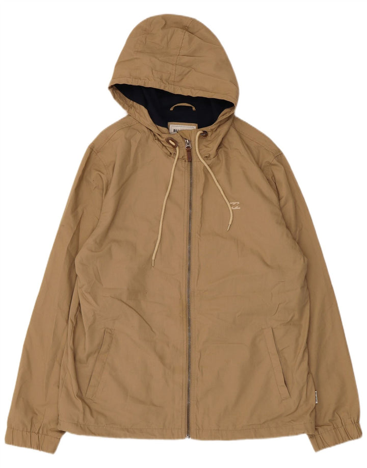 Billabong Mens Hooded Bomber Jacket UK 40 Large Beige Polyester