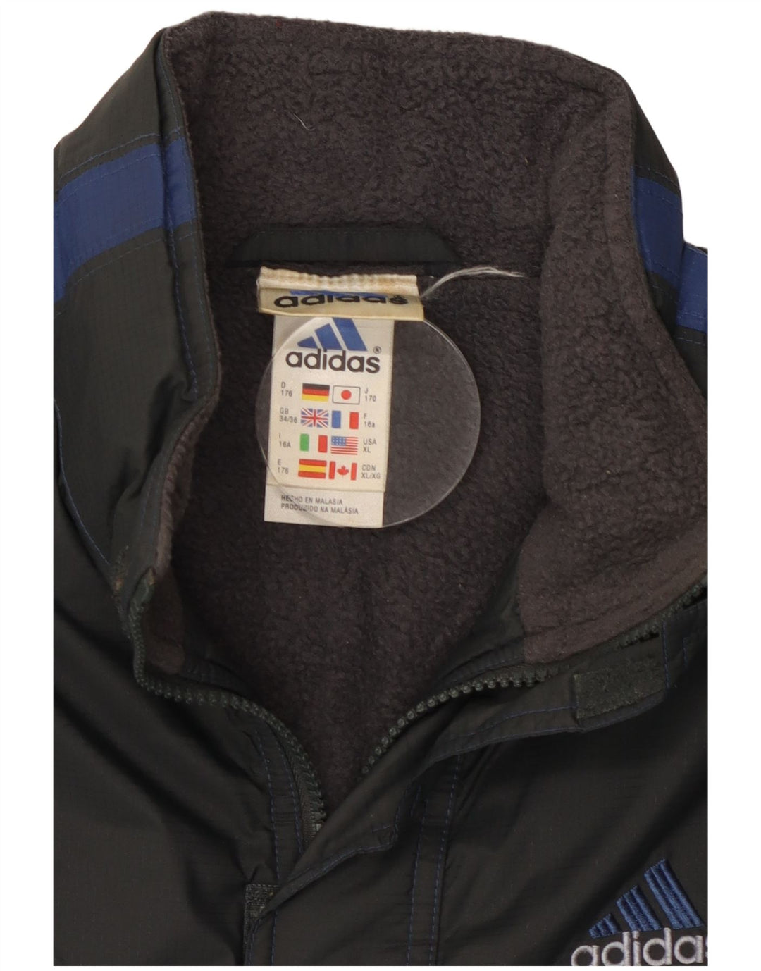 Adidas Boys Windbreaker Jacket 15-16 Years Black Colourblock Polyester