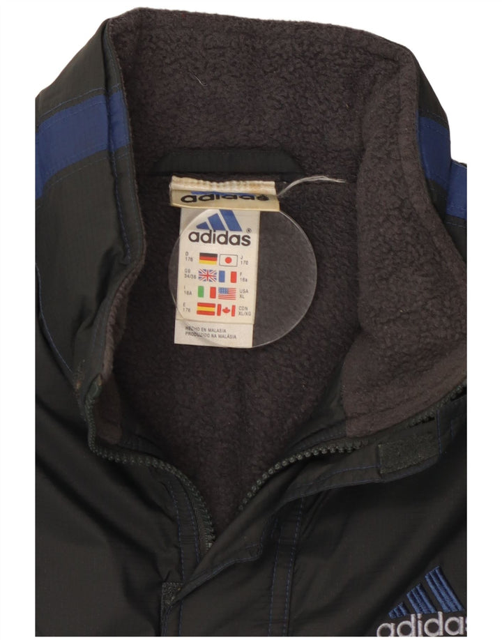 Adidas Boys Windbreaker Jacket 15-16 Years Black Colourblock Polyester