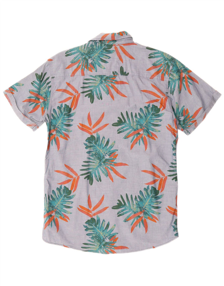 JACK & JONES Mens Short Sleeve Shirt Medium Grey Floral Cotton