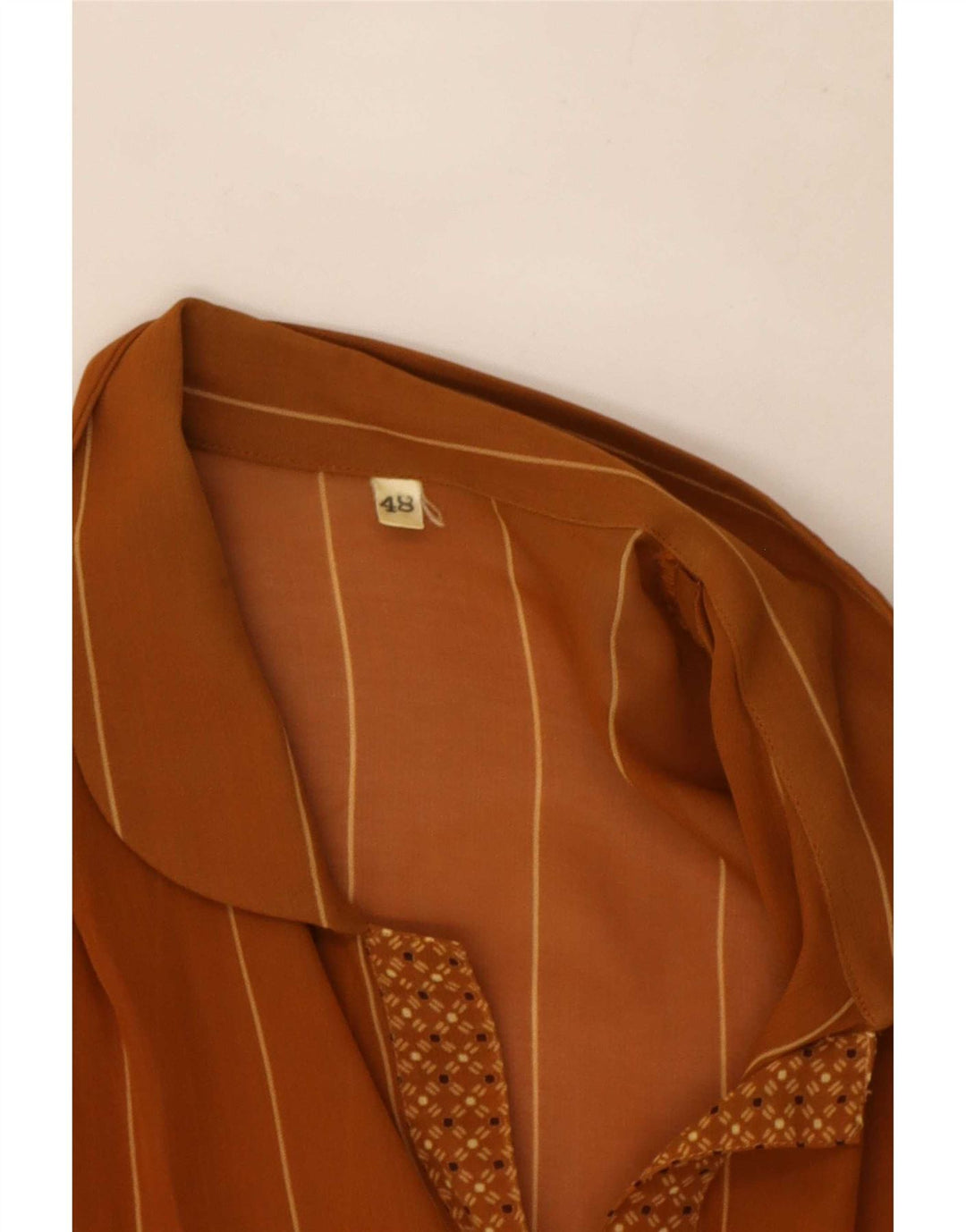 Vintage Womens Long Sleeve Blouse Top IT 48 XL Brown Geometric