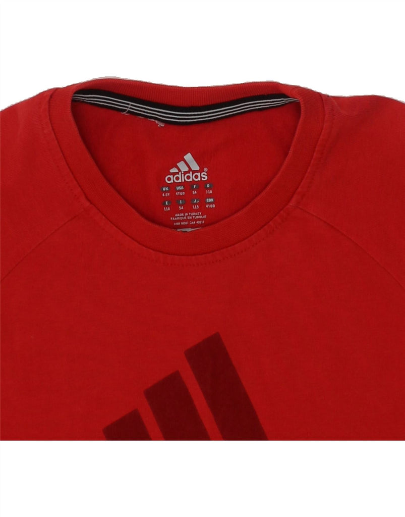 ADIDAS Boys Graphic T-Shirt Top 4-5 Years Red Cotton Vintage Adidas and Second-Hand Adidas from Messina Hembry 