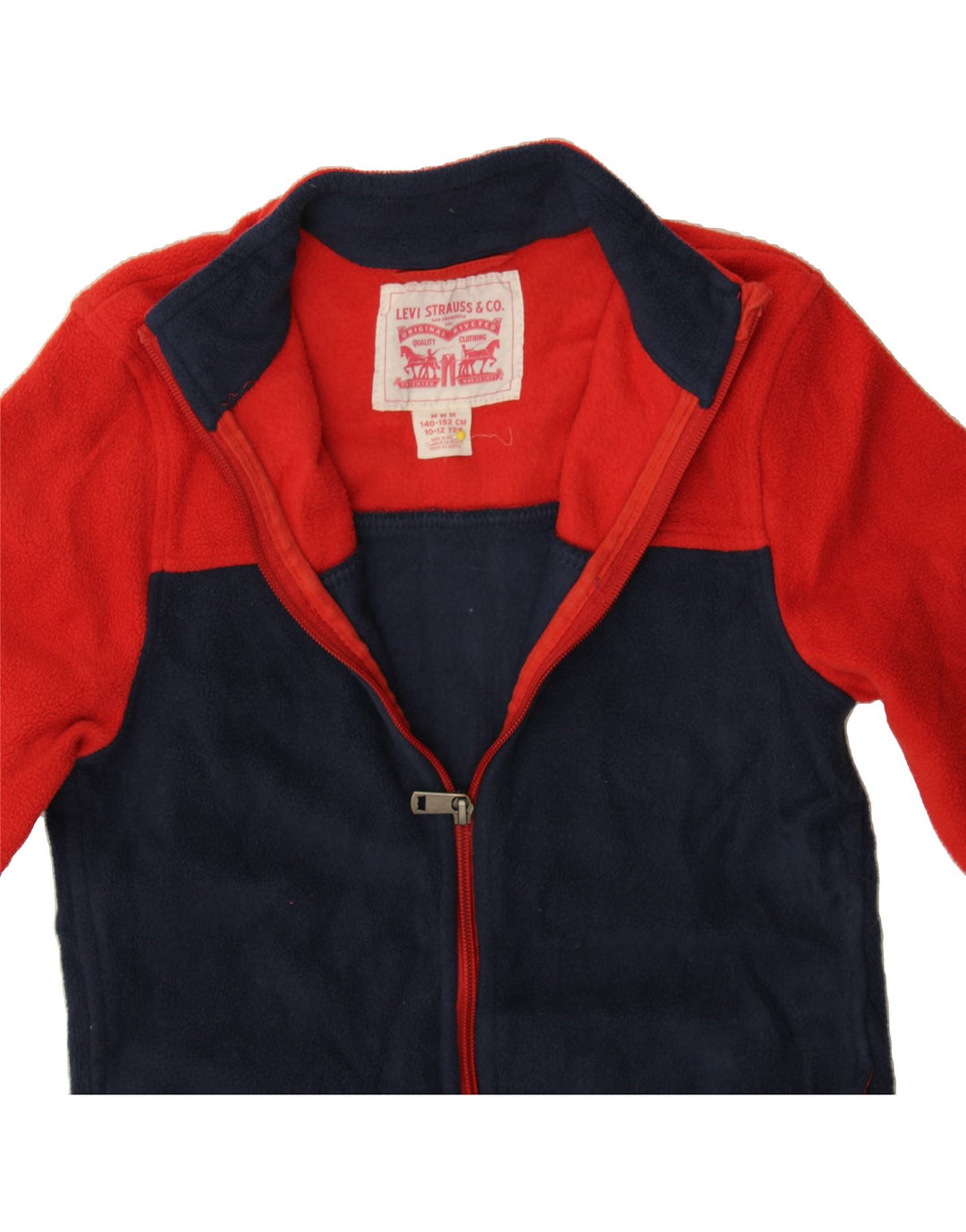 LEVI'S Boys Fleece Jacket 10-11 Years Medium Navy Blue Colourblock Vintage Levi's and Second-Hand Levi's from Messina Hembry 