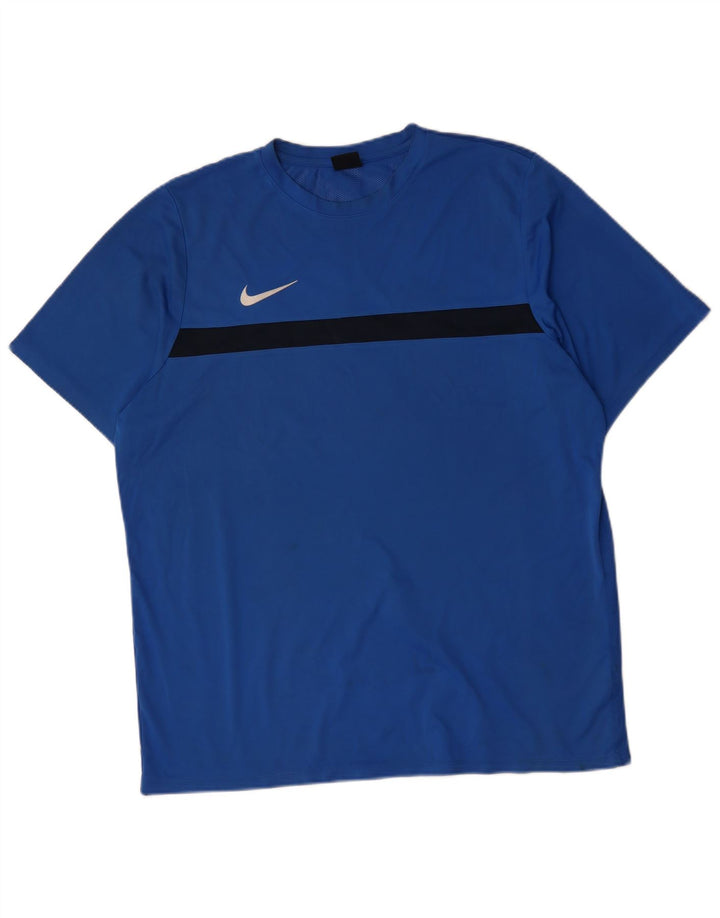 NIKE Mens Dri Fit T-Shirt Top 2XL Blue Colourblock Polyester