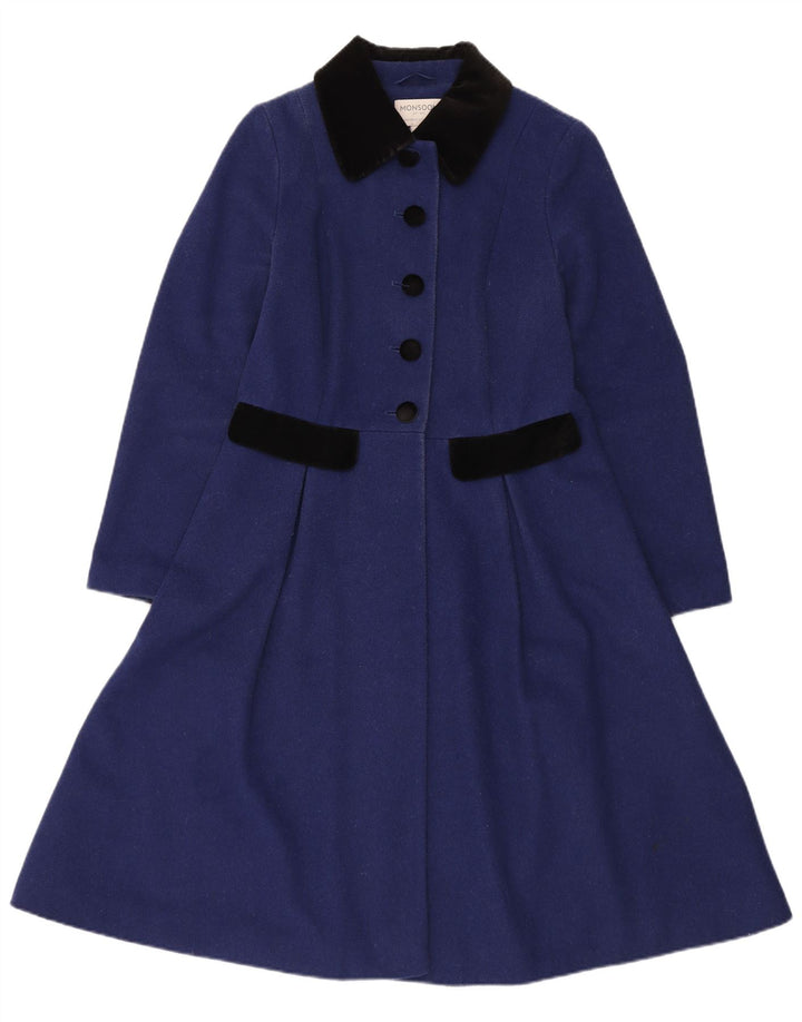 Monsoon Womens Overcoat UK 10 Small Blue Colourblock
