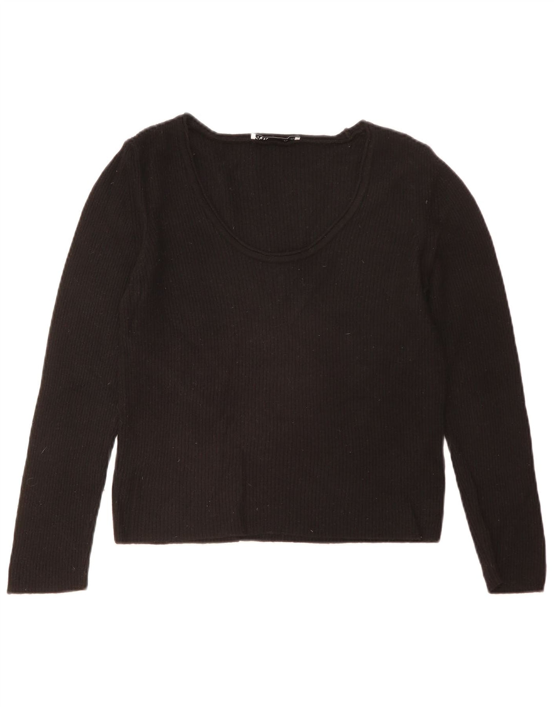 Zara Womens Top Long Sleeve UK 18 XL Black Viscose
