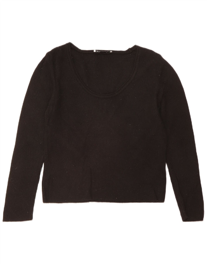 Zara Womens Top Long Sleeve UK 18 XL Black Viscose