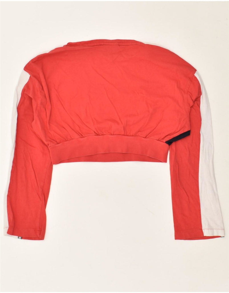 UMBRO Womens Oversized Crop Graphic Top Long Sleeve UK 10 Small Red | Vintage Umbro | Thrift | Second-Hand Umbro | Used Clothing | Messina Hembry 