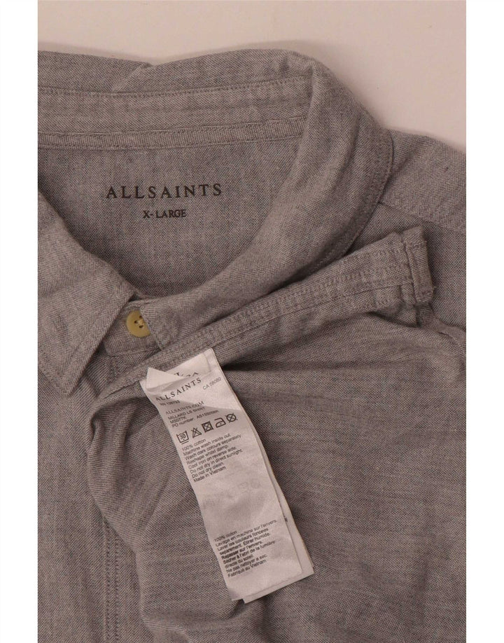 All Saints Mens Shirt XL Grey Cotton