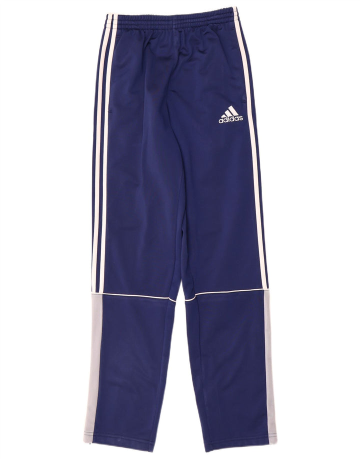 Adidas Boys Tracksuit Trousers 13-14 Years Blue Colourblock Polyester