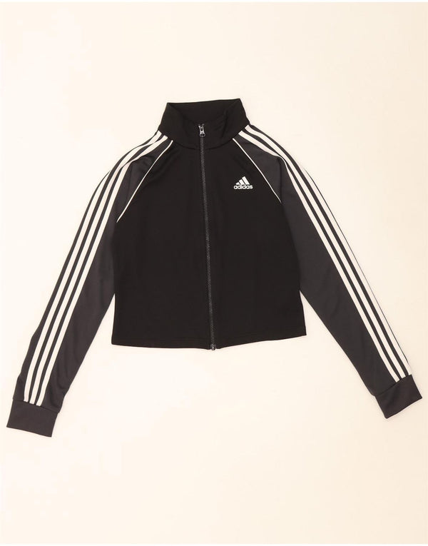 Adidas Womens Crop Tracksuit Top Jacket UK 8/10 Small Black Colourblock