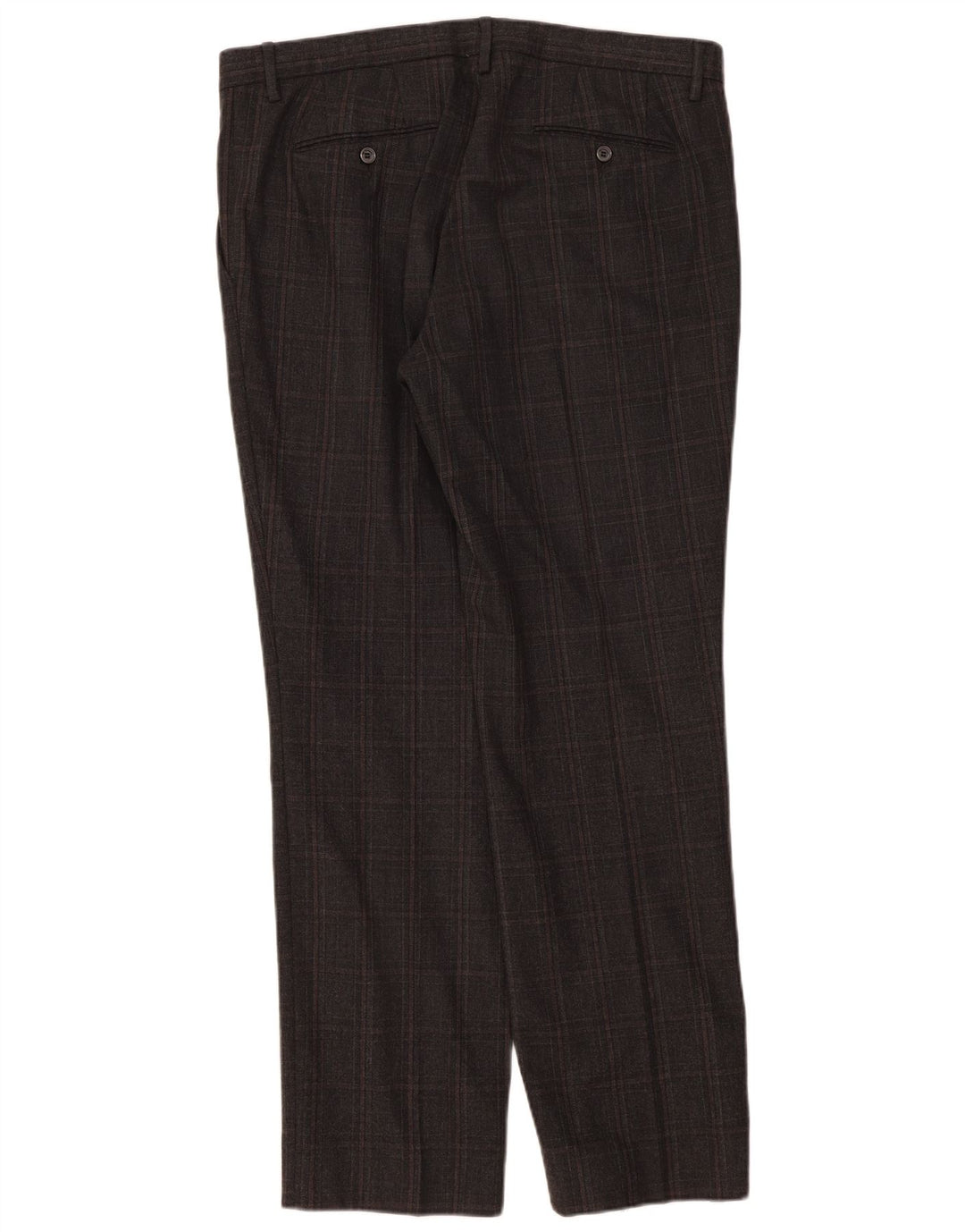 Trussardi Mens Straight Suit Trousers W36 L33 Grey Check Wool