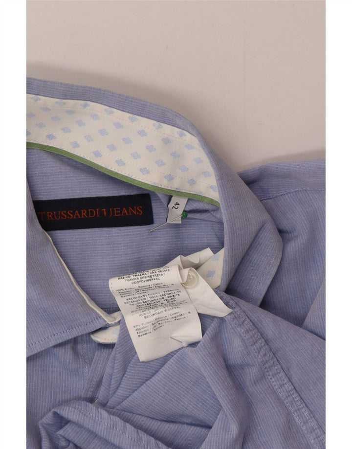 Trussardi Mens Shirt Size 42 Large Blue Cotton