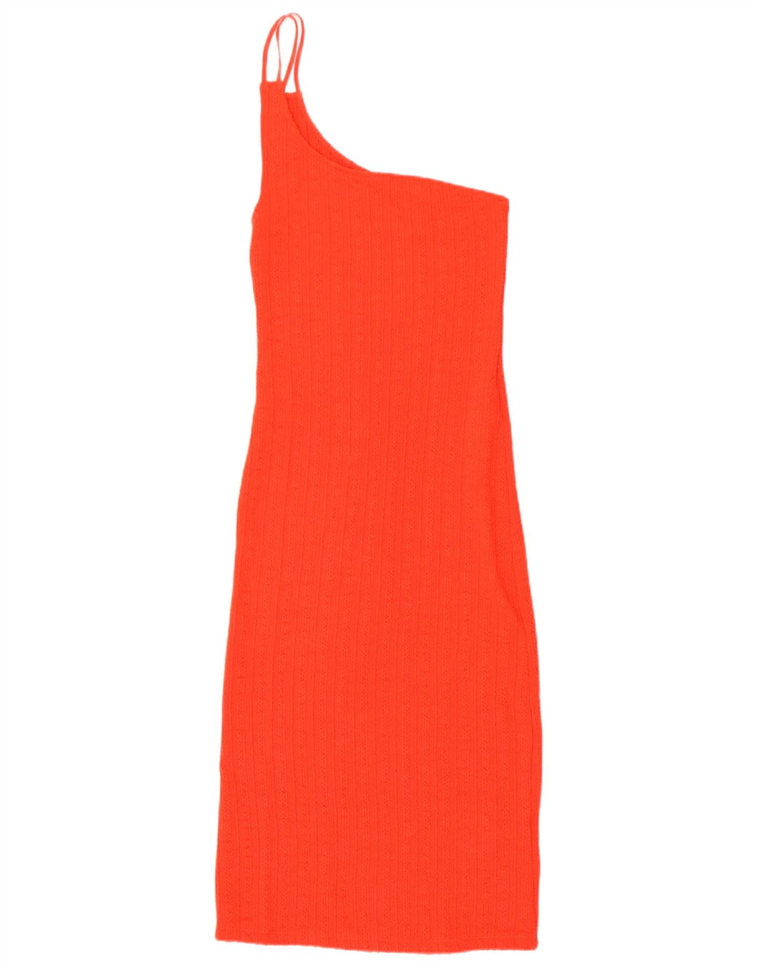 Zara Womens Knit One Shoulder Dress UK 12 Medium Orange Polyester