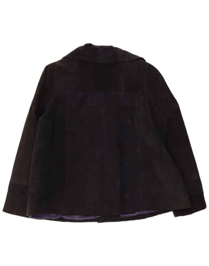 Vintage Womens 3 Button Suede Blazer Jacket UK 16 Large Navy Blue