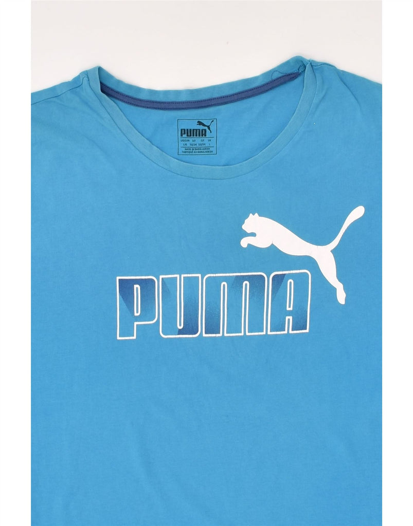 PUMA Mens Graphic T-Shirt Top Large Blue | Vintage Puma | Thrift | Second-Hand Puma | Used Clothing | Messina Hembry 