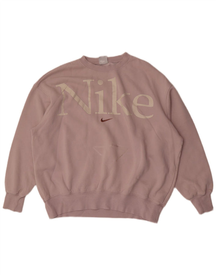 Nike Womens Graphic Oversized Sweatshirt Jumper UK 14 Medium Purple Cotton