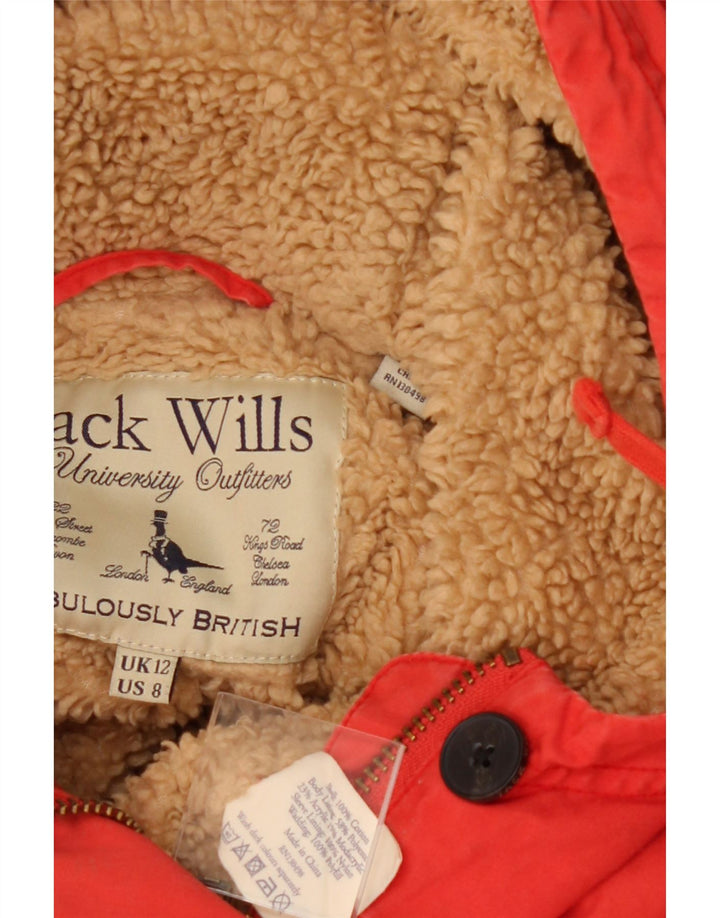 JACK WILLS Womens Hooded Utility Jacket UK 12 Medium Red Cotton Vintage Jack Wills and Second-Hand Jack Wills from Messina Hembry 