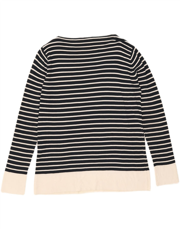 Max Mara Womens Top Long Sleeve UK 16 Large Navy Blue Striped