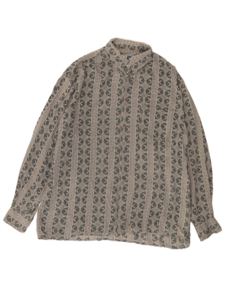 Mash Mens Shirt Large Grey Floral Viscose
