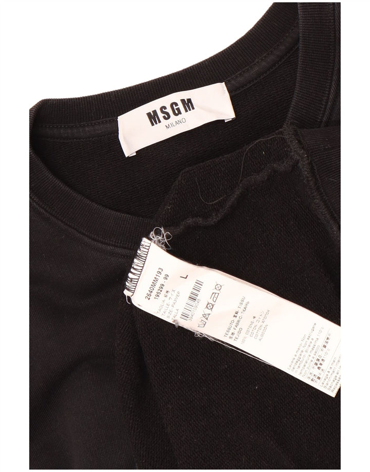MSGM Mens Milano Graphic Sweatshirt Jumper Large Black Cotton