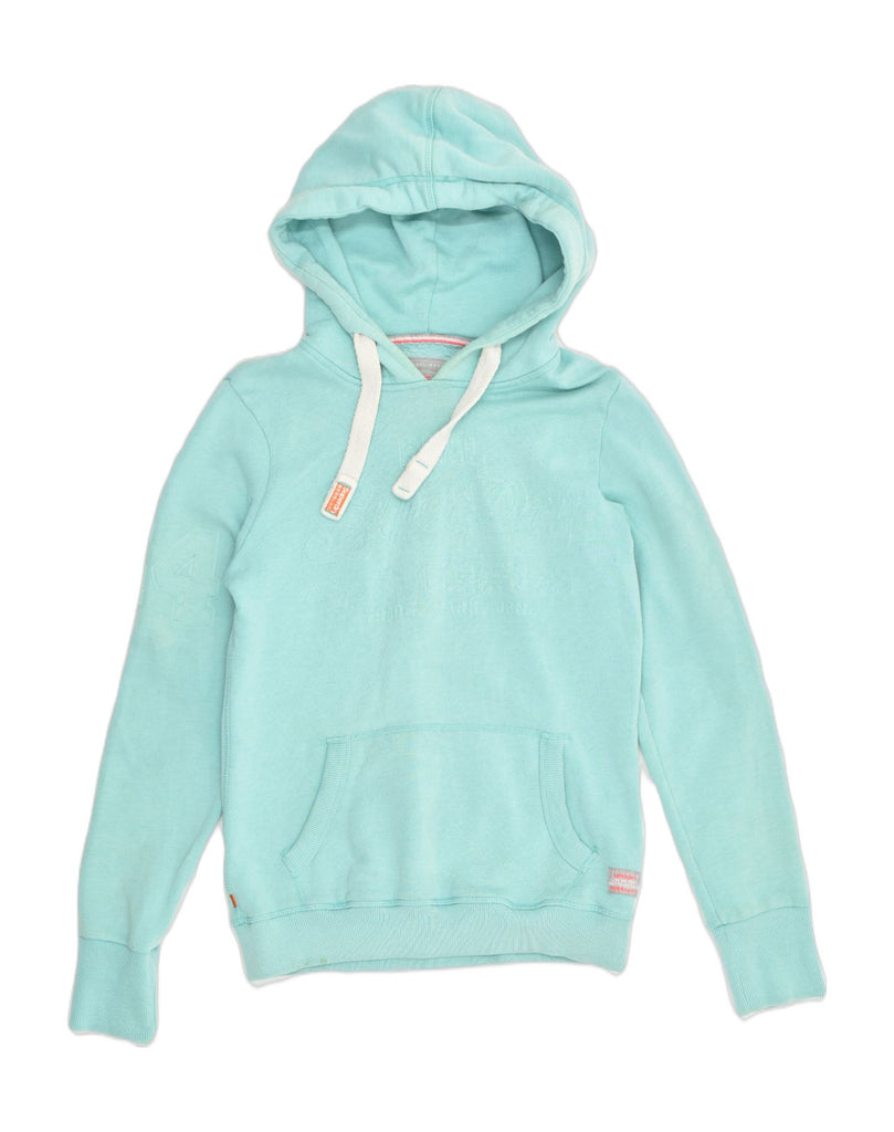 SUPERDRY Womens Premium Hoodie Jumper UK 8 Small Turquoise Cotton | Vintage Superdry | Thrift | Second-Hand Superdry | Used Clothing | Messina Hembry 