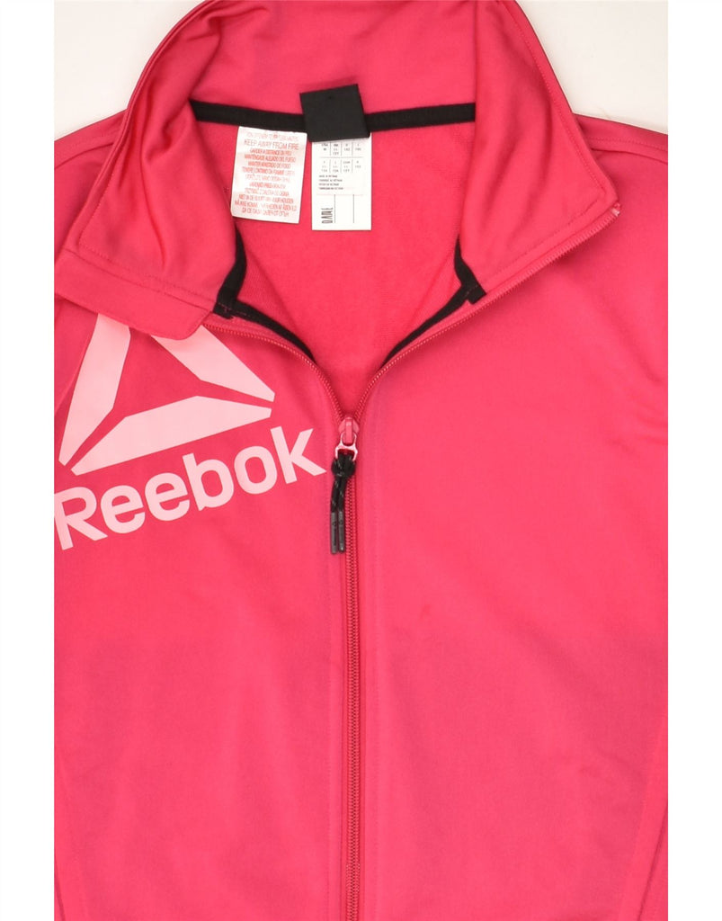 REEBOK Girls Graphic Tracksuit Top Jacket 11-12 Years Pink Polyester | Vintage Reebok | Thrift | Second-Hand Reebok | Used Clothing | Messina Hembry 