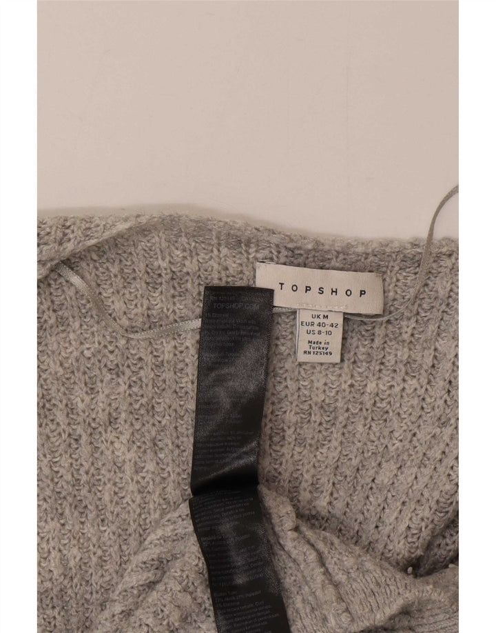 Topshop Womens Oversized Open Cardigan Sweater UK 14 Medium Grey Acrylic