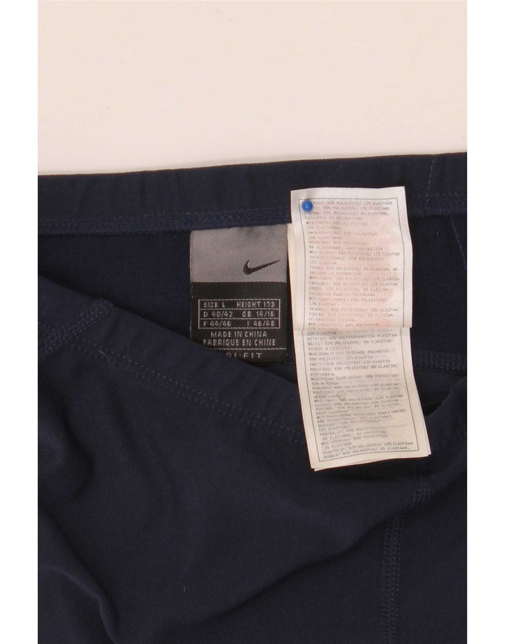 Nike Womens Capri Leggings UK 14/16 Large Navy Blue Colourblock Polyester