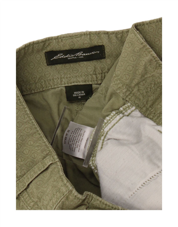 EDDIE BAUER Womens Abstract Pattern Chino Shorts US 16 2XL W38  Green Vintage Eddie Bauer and Second-Hand Eddie Bauer from Messina Hembry 