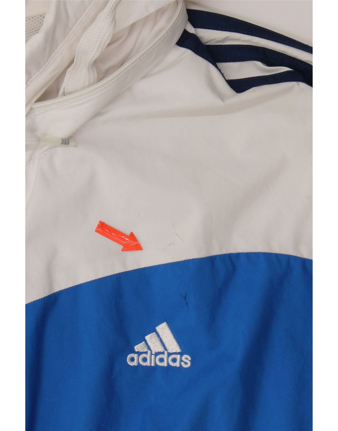 Adidas Mens Hooded Rain Jacket UK 40 Large Navy Blue Colourblock Polyester