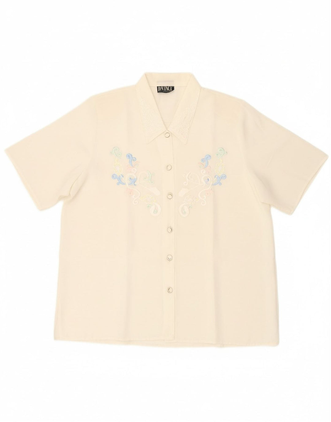 DA VINCI Womens Short Sleeve Shirt Blouse UK 18 XL Off White Polyester Vintage Da Vinci and Second-Hand Da Vinci from Messina Hembry 