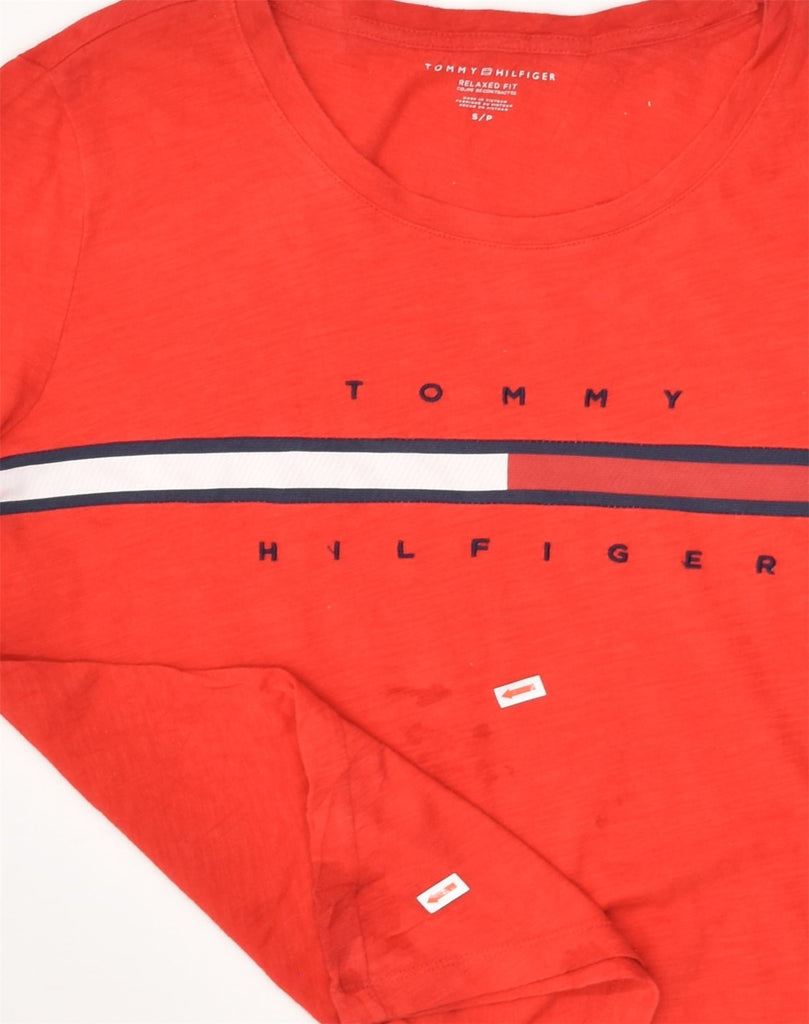 TOMMY HILFIGER Mens Relaxed Fit Graphic T-Shirt Top Small Red Cotton | Vintage Tommy Hilfiger | Thrift | Second-Hand Tommy Hilfiger | Used Clothing | Messina Hembry 