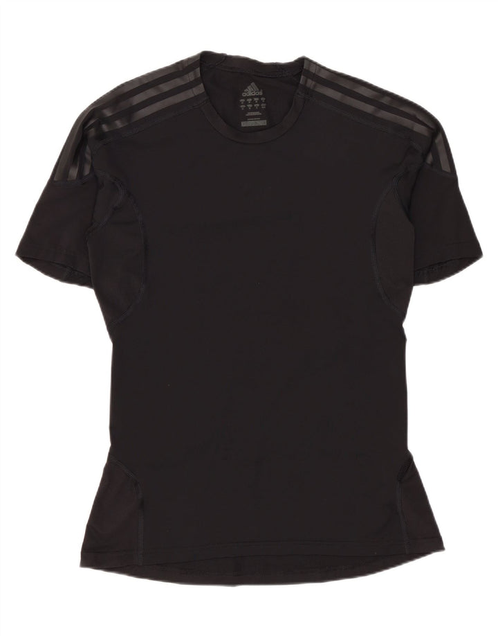 Adidas Womens T-Shirt Top UK 12 Medium Black Polyamide