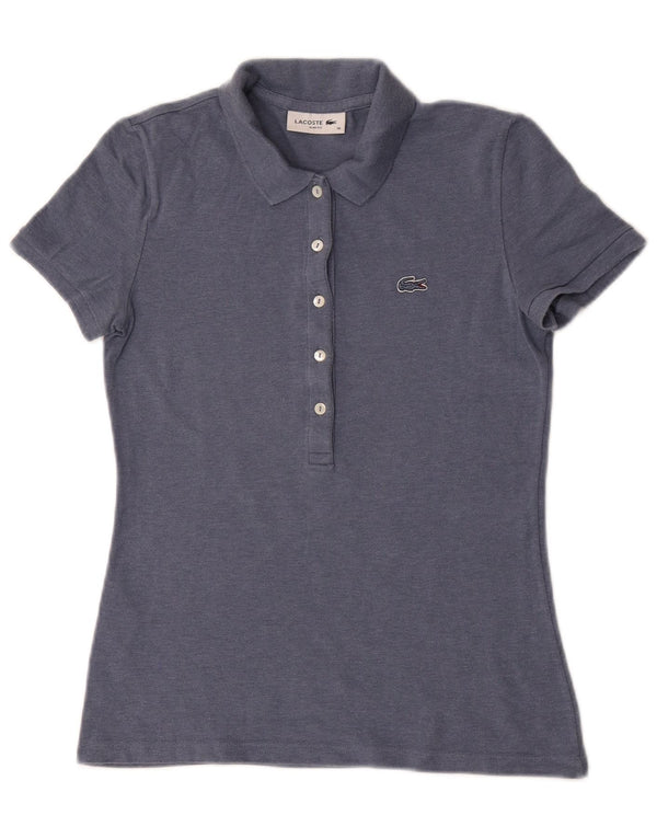 Lacoste Womens Slim Fit Polo Shirt EU 36 Small Navy Blue Cotton