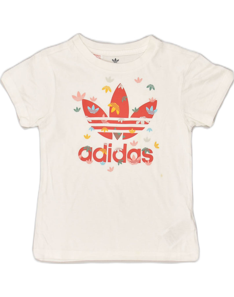 ADIDAS Girls Graphic T-Shirt Top 4-5 Years White Cotton | Vintage Adidas | Thrift | Second-Hand Adidas | Used Clothing | Messina Hembry 