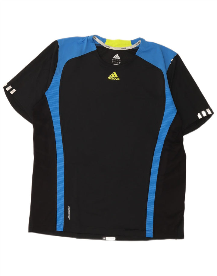 Adidas Mens Climacool T-Shirt Top Large Black Colourblock Polyester