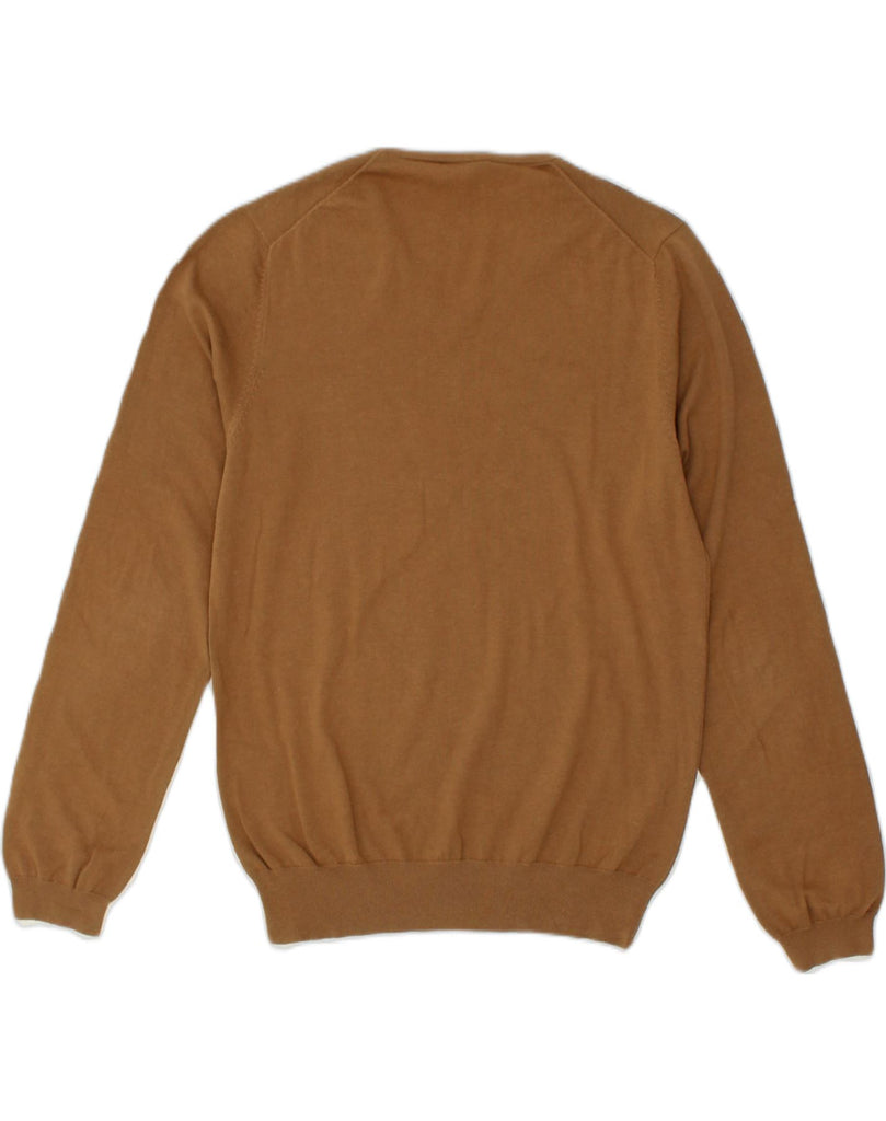 HUGO BOSS Mens V-Neck Jumper Sweater Large Brown Cotton | Vintage Hugo Boss | Thrift | Second-Hand Hugo Boss | Used Clothing | Messina Hembry 