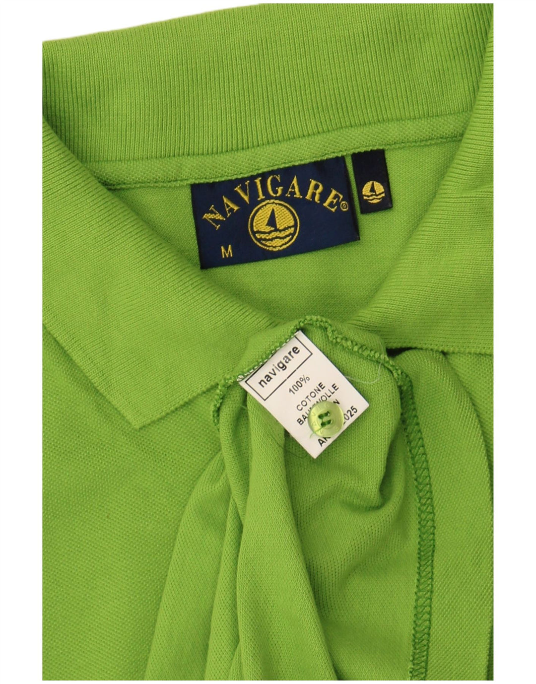 NAVIGARE Mens Polo Shirt Medium Green Cotton