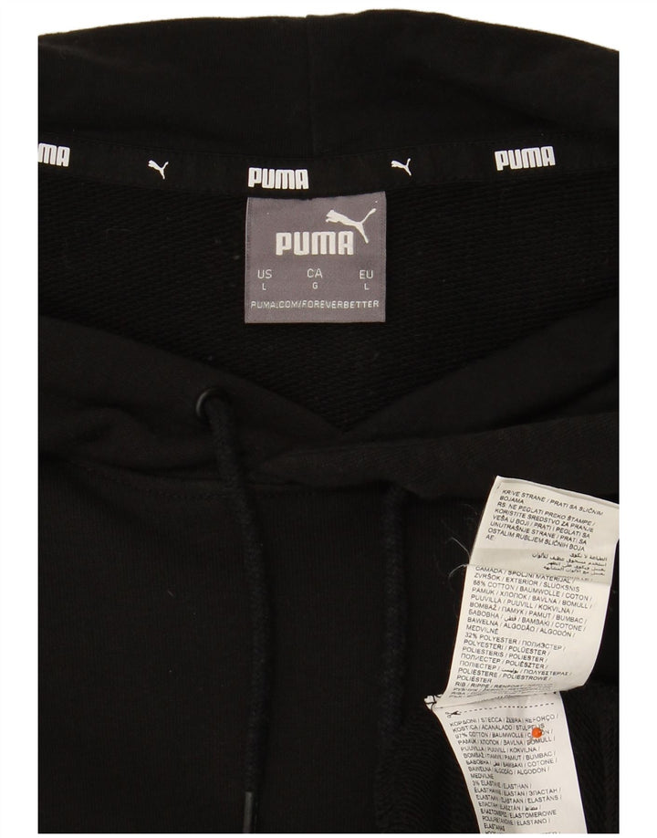 PUMA Mens Hoodie Jumper Large Black Cotton