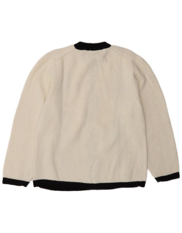 Vintage Womens Crew Neck Jumper Sweater UK 14 Medium White Paisley