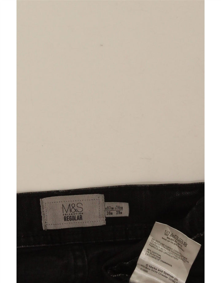 Marks & Spencer Mens Regular Straight Jeans W38 L29 Black Cotton