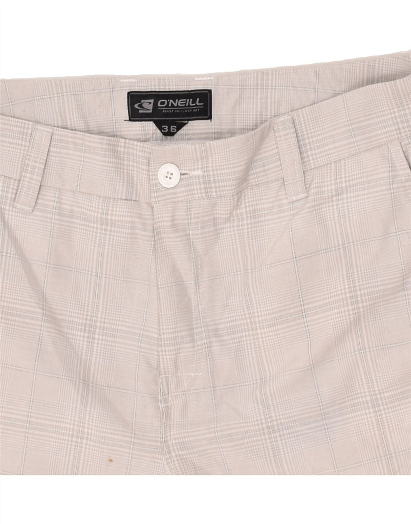 O'NEILL Mens Chino Shorts W36 Large  Grey Check Polyester | Vintage O'Neill | Thrift | Second-Hand O'Neill | Used Clothing | Messina Hembry 