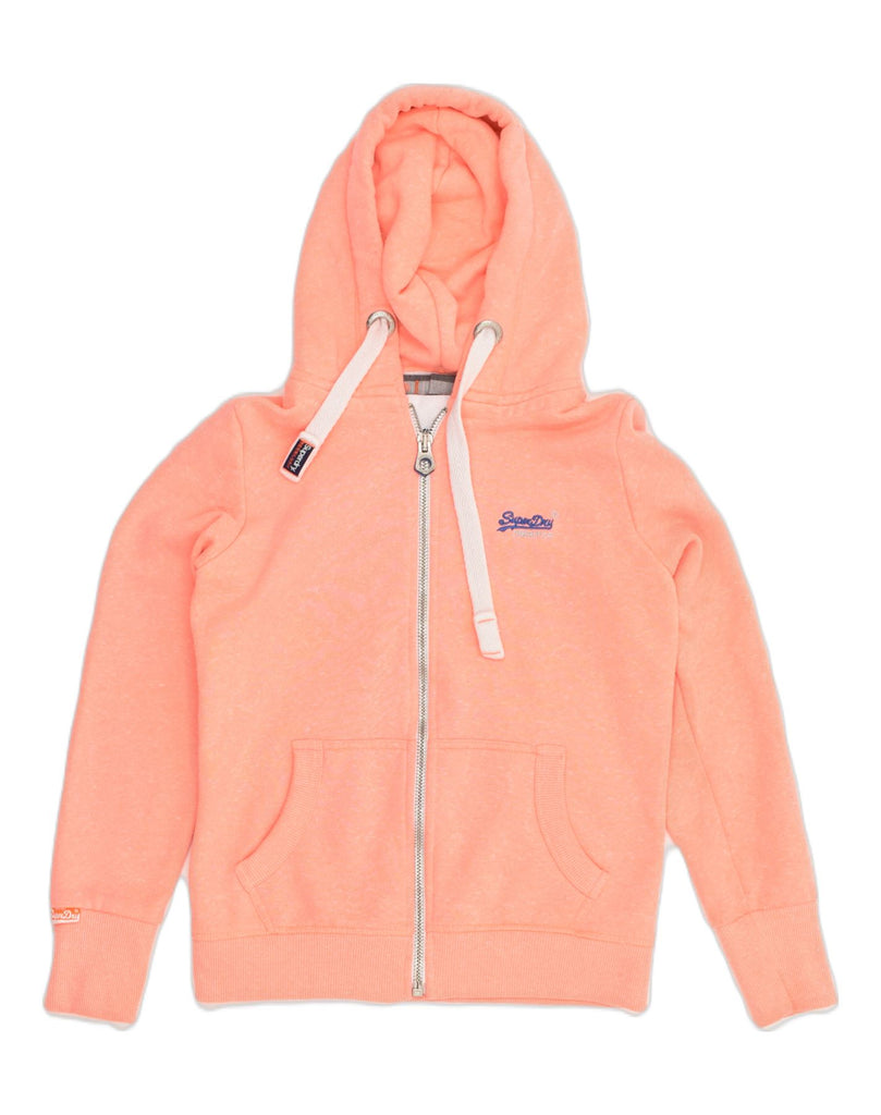 SUPERDRY Womens Zip Hoodie Sweater UK 10 Small Orange Flecked Polyester | Vintage Superdry | Thrift | Second-Hand Superdry | Used Clothing | Messina Hembry 