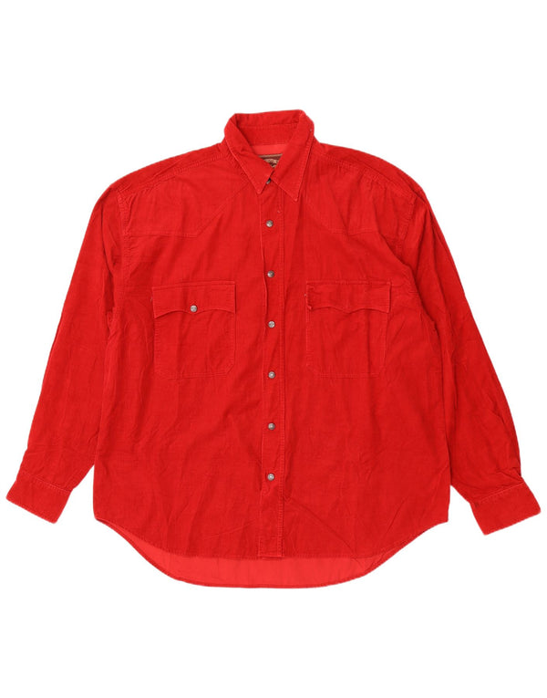 J&P Brothers Mens Corduroy Shirt XL Red Cotton