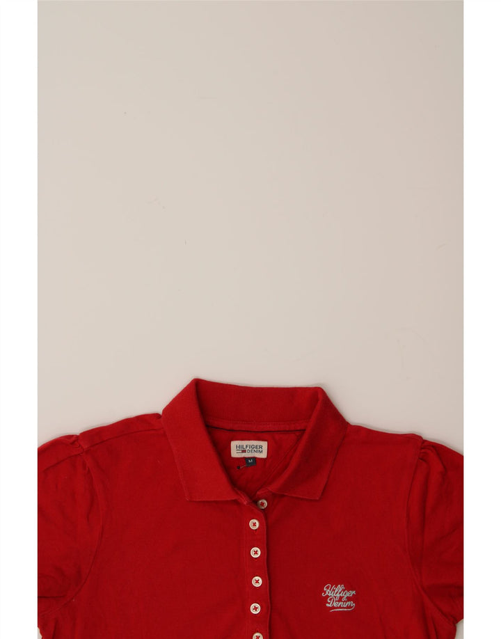TOMMY HILFIGER Womens Polo Shirt UK 14 Medium Red Cotton Vintage Tommy Hilfiger and Second-Hand Tommy Hilfiger from Messina Hembry 