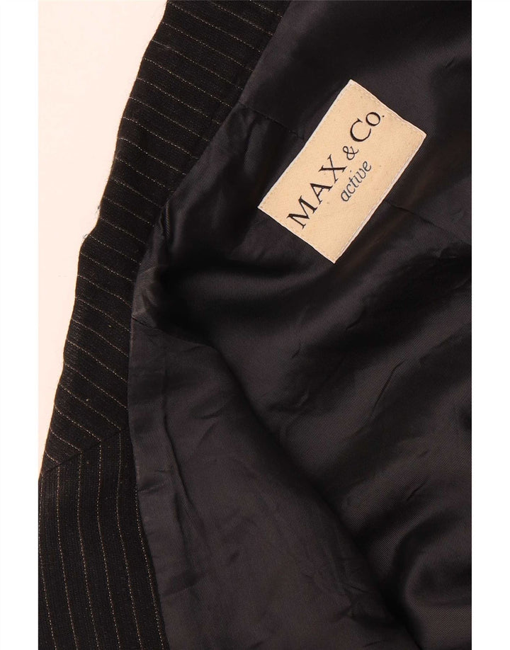 Max&Co. Womens 3 Button Blazer Jacket UK 12 Medium Black Pinstripe