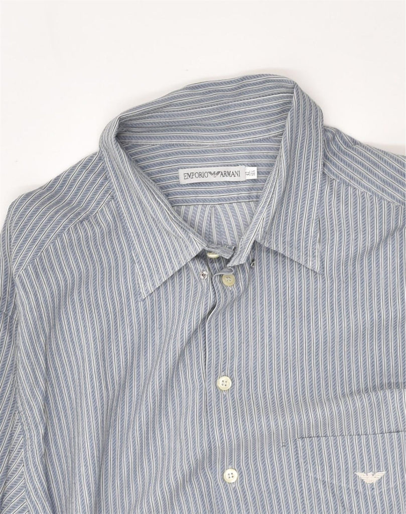 EMPORIO ARMANI Mens Shirt Size 15 1/2 42 Medium Blue Striped Cotton | Vintage Emporio Armani | Thrift | Second-Hand Emporio Armani | Used Clothing | Messina Hembry 