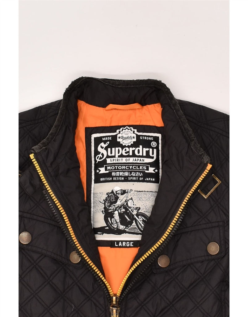 SUPERDRY Womens Quilted Jacket UK 14 Large Black Nylon | Vintage Superdry | Thrift | Second-Hand Superdry | Used Clothing | Messina Hembry 