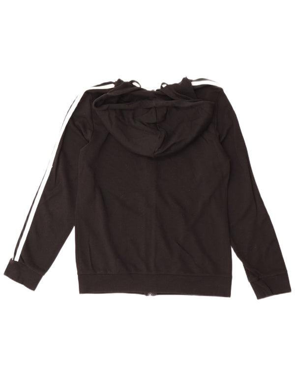 Adidas Womens Zip Hoodie Sweater UK 8/10 Small Black Cotton